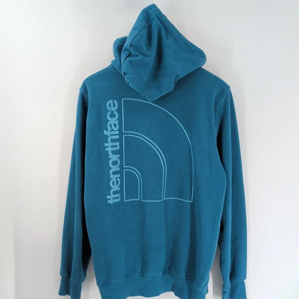 Vintage Y2K The North‎ Face Never Stop Exploring Lettering Hoodie Blue Size S